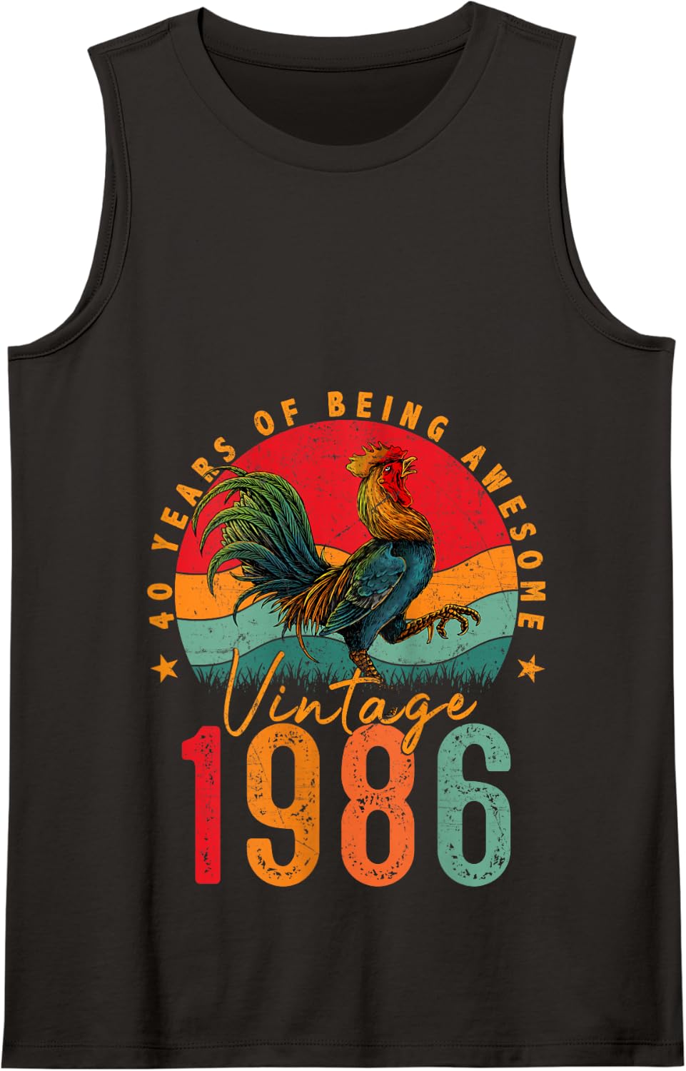 40 Year Old Chicken Vintage 1986 Farmer 40th Birthday Party Tank Top - Black