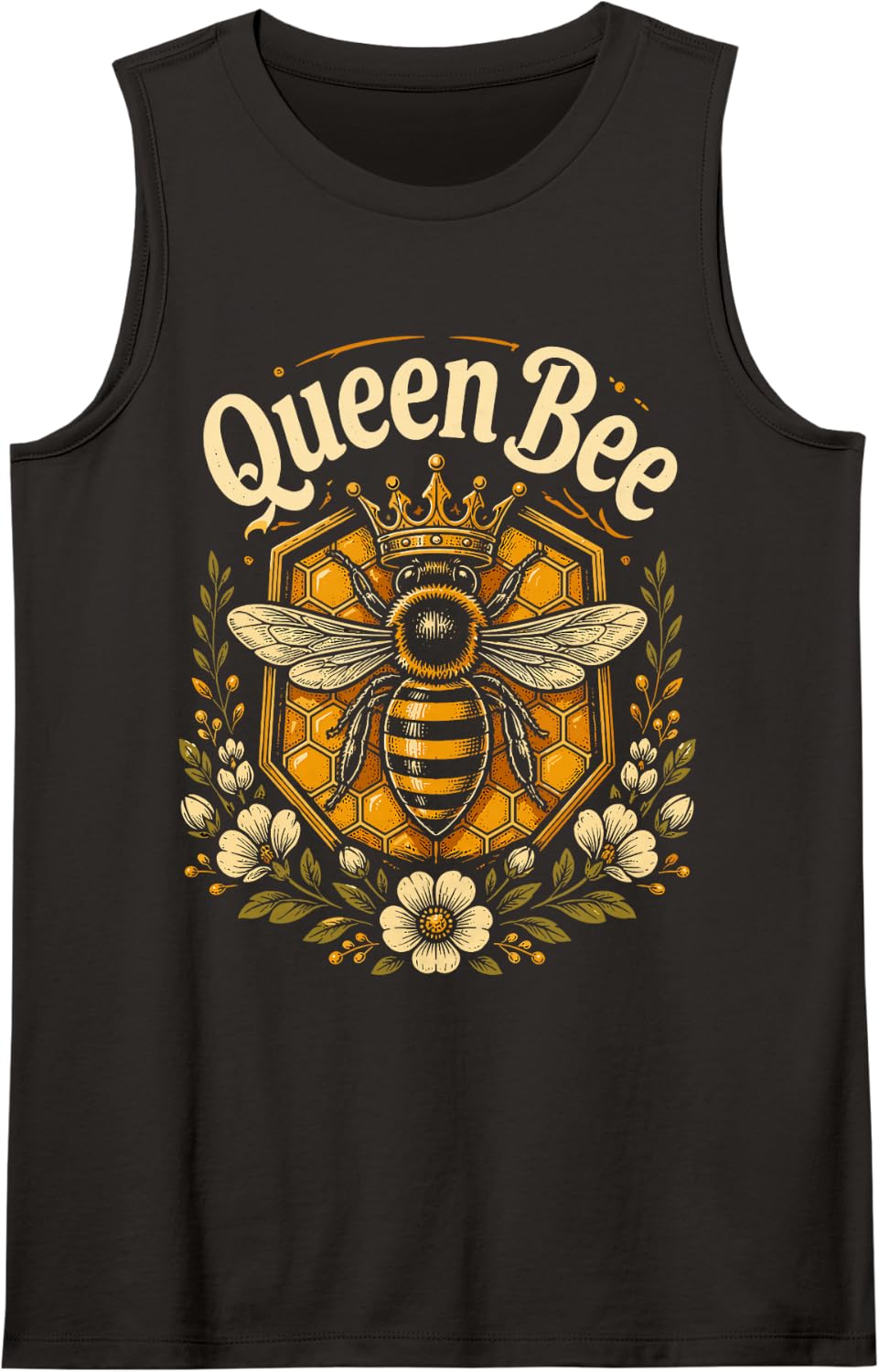 Queen Bee Women Girl Beekeeping Bees Beekeeper Honey Sleeveless Tank Top - Black