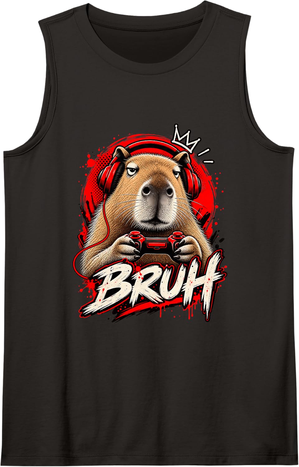 Bruh Capybaras Funny Video Games Capybara Lover Boy Girl Sleeveless Tank Top - Black