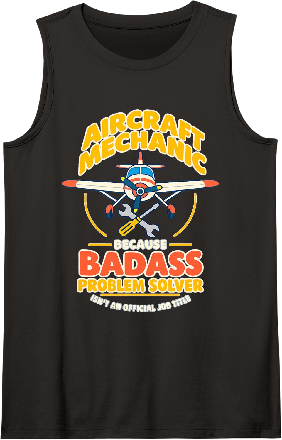 Problem Solver Maintenance Plane Aircraft Technician Sleeveless Tank Top - Black