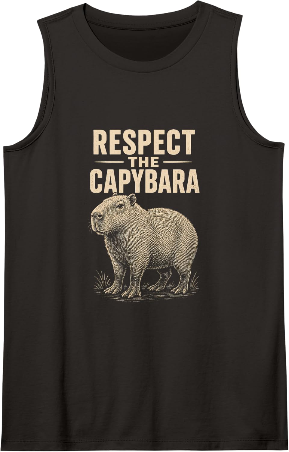 Respect THE Capybara Vintage Animal Gift Sleeveless Tank Top - Black