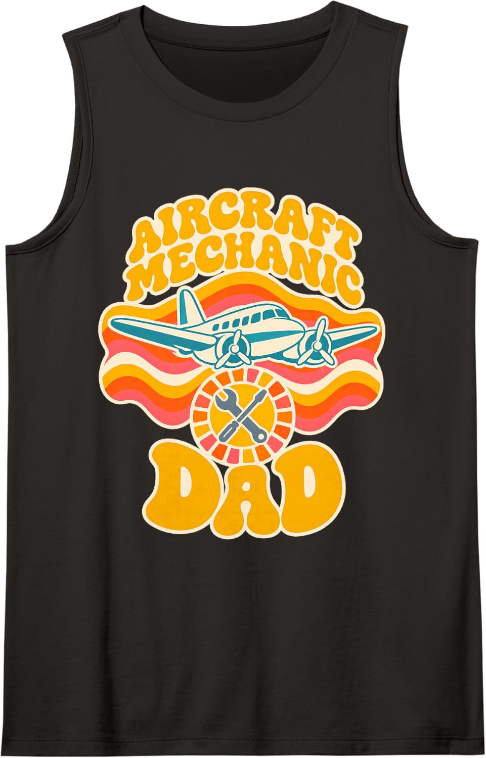 Aircraft Mechanic Dad Maintenance Plane Aircraft Technician Sleeveless Tank Top - Black