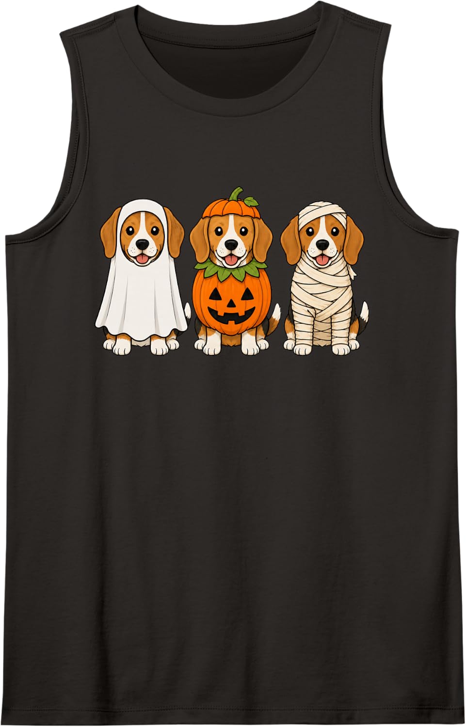 Spooky Beagle Pumpkin Ghost Halloween Dog Lover Tank Top - Black