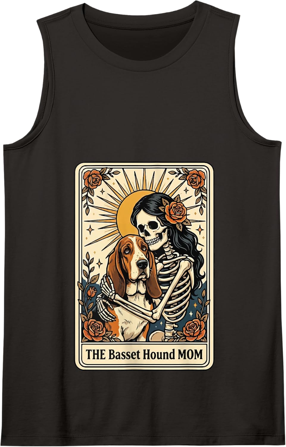 The Basset Hound Mom Tarot Card Tank Top - Black