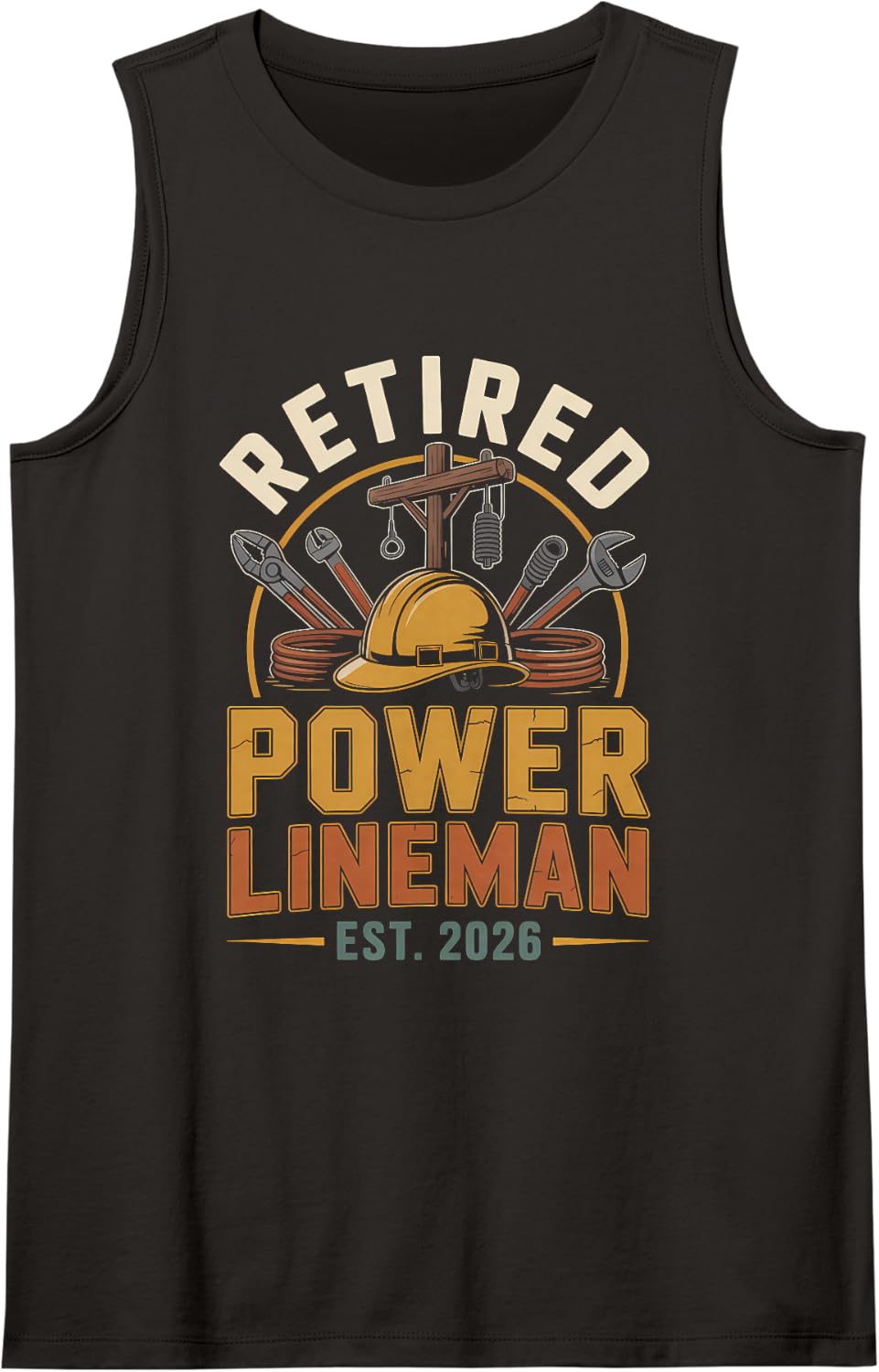 Women's Retired Power Lineman Est 2026 Electrical Sleeveless Tank Top - Black