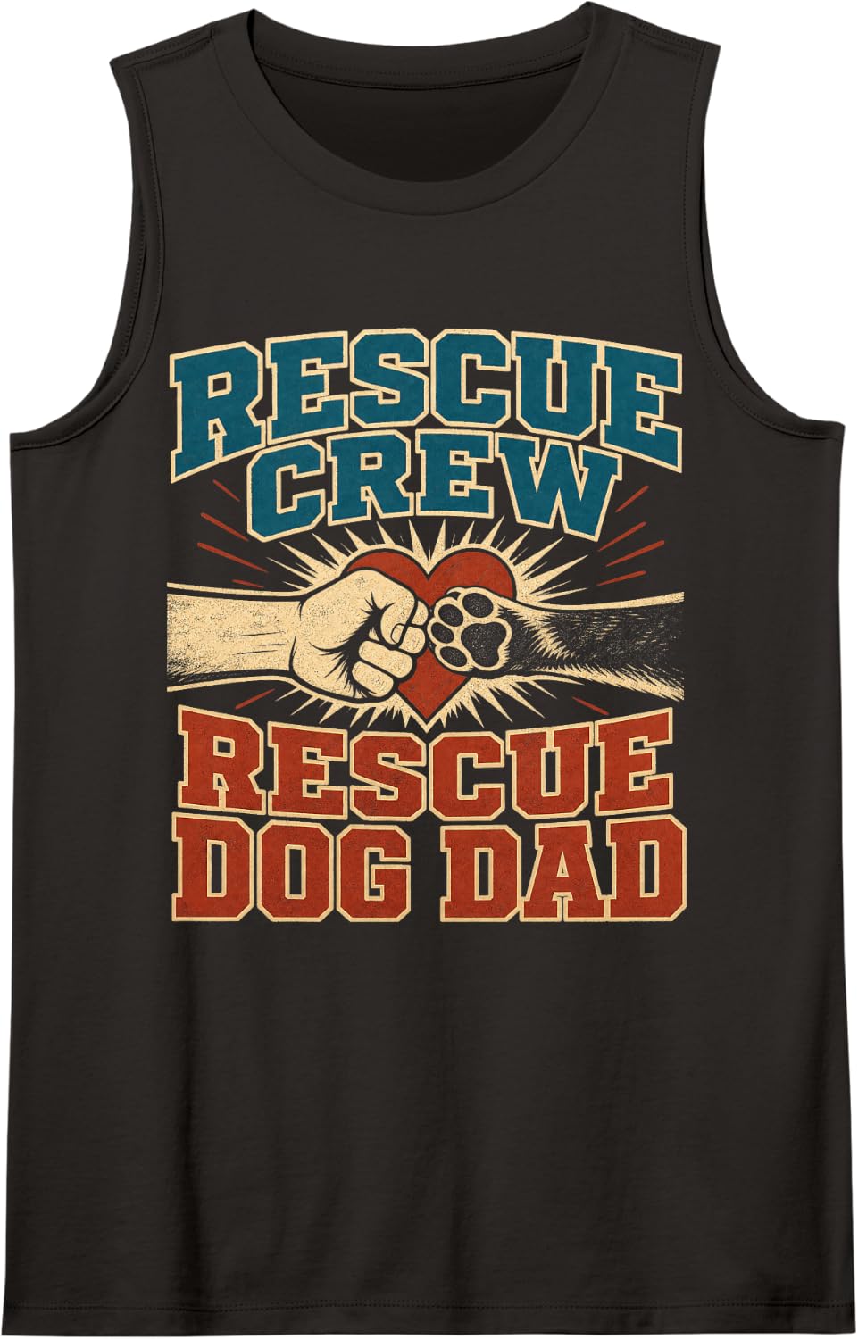 Rescue Dog Dad Rescue Crew Adoption Sleeveless Tank Top - Black