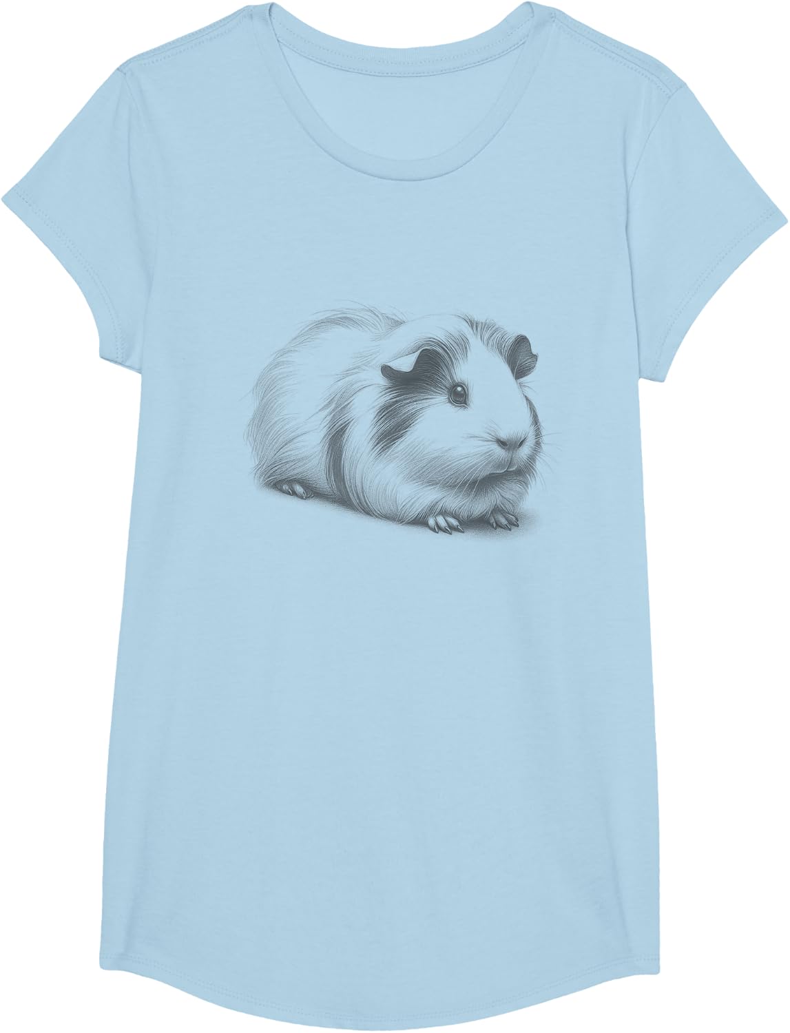 Vintage Guinea Pig Drawing Art Design T-Shirt - Girls Baby Blue