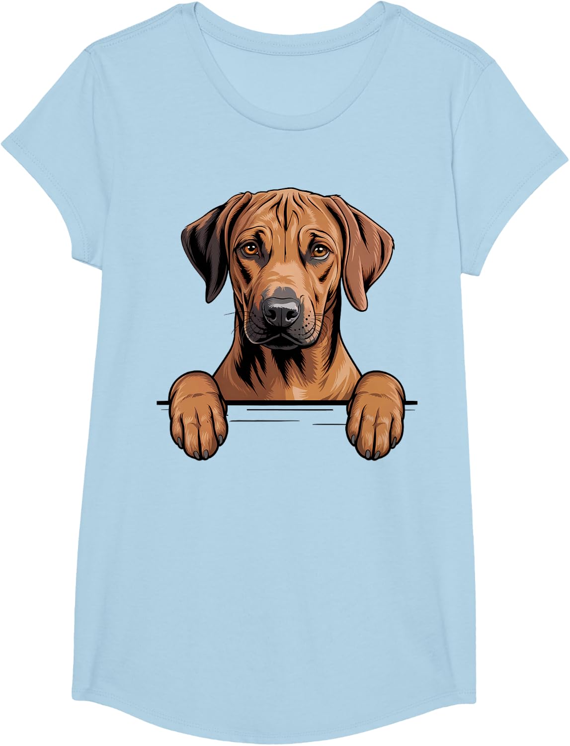 Rhodesian Ridgeback Funny Peeking Pocket Dog Tees T Shirts for Dog Lovers Men Women - Girls Baby Blue
