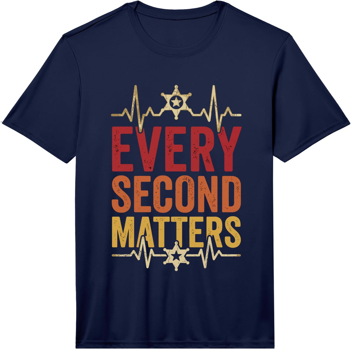 Men's Every Second Matters Law Enforcement Officer Performance T-Shirt - Navy Blue