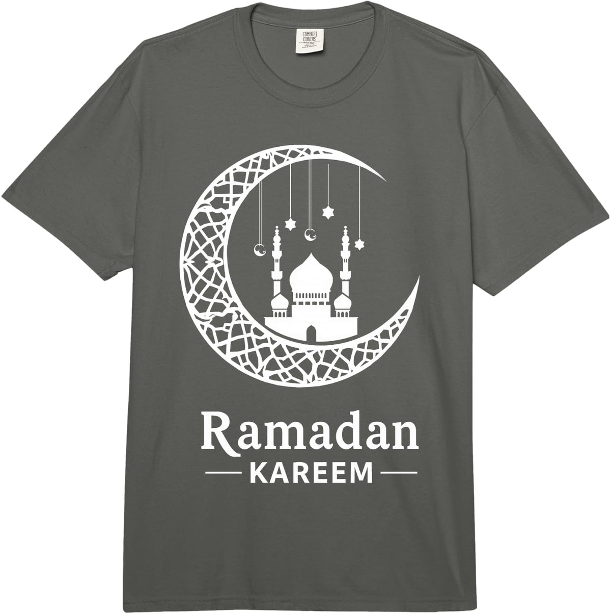 Ramadan Mubarak Happy Fasting Crescent Moon Islamic Muslim Comfort Colors Adult Heavyweight T-Shirt - Adult Unisex Dark Grey