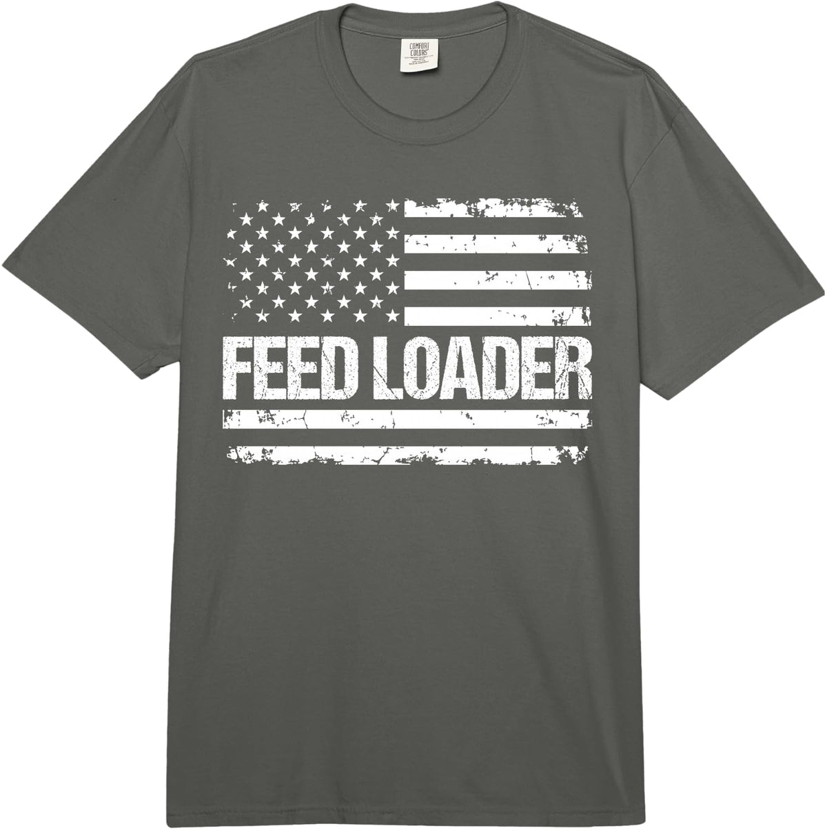Feed Loader Flag USA Comfort Colors Adult Heavyweight T-Shirt - Adult Unisex Dark Grey