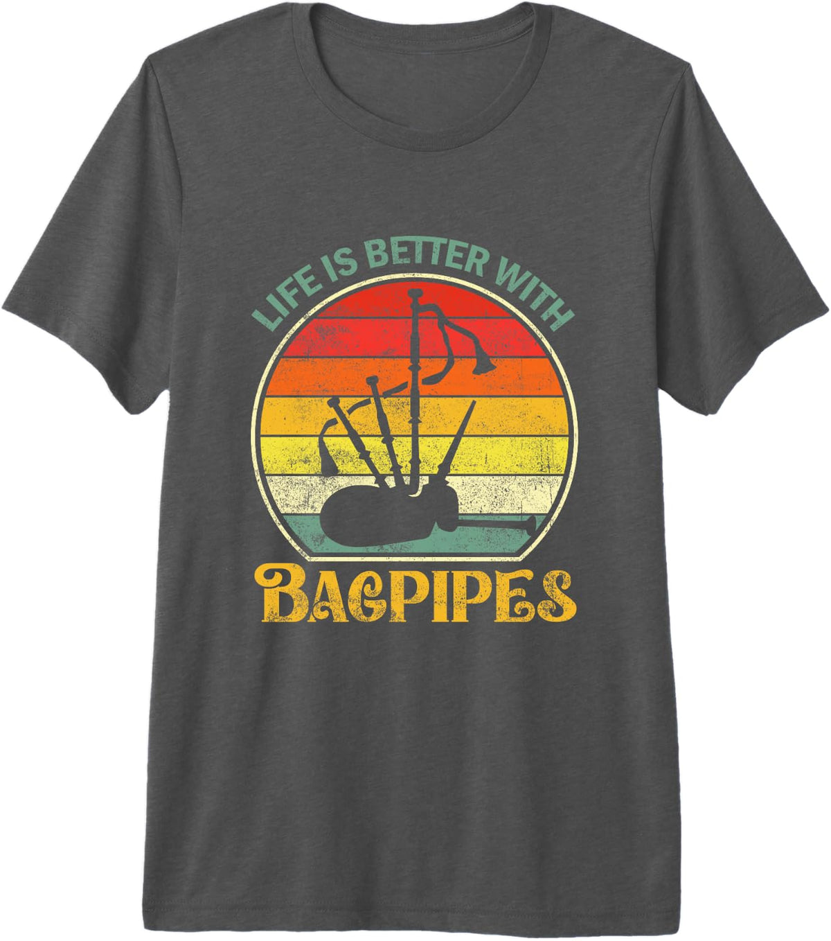 Retro Bagpipes Vintage Bagpiper Bagpipe Premium Tri-Blend T-Shirt - Grey