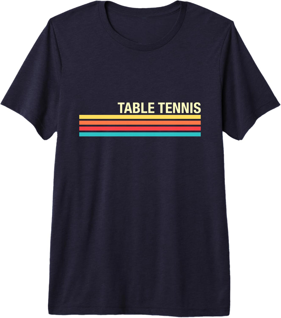 Table Tennis Retro Style Premium Tri-Blend T-Shirt - Navy Blue