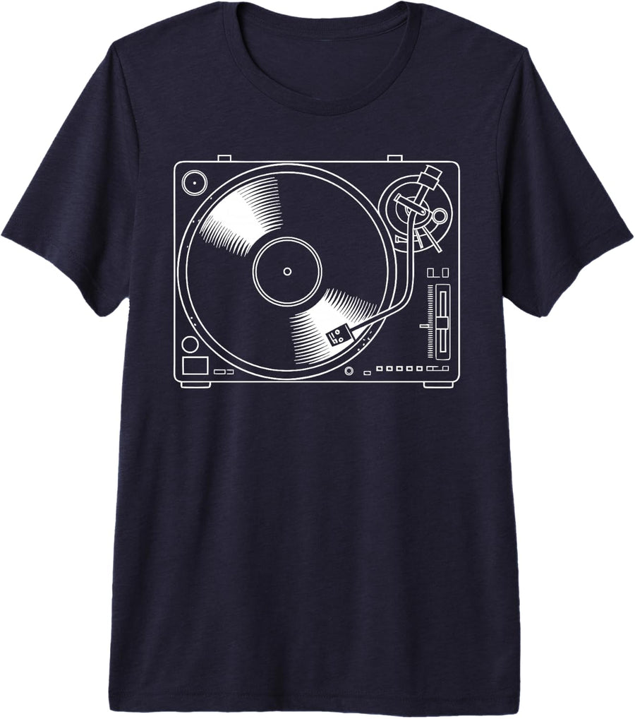 Turntable DJ Vinyl Record Premium Tri-Blend T-Shirt - Navy Blue