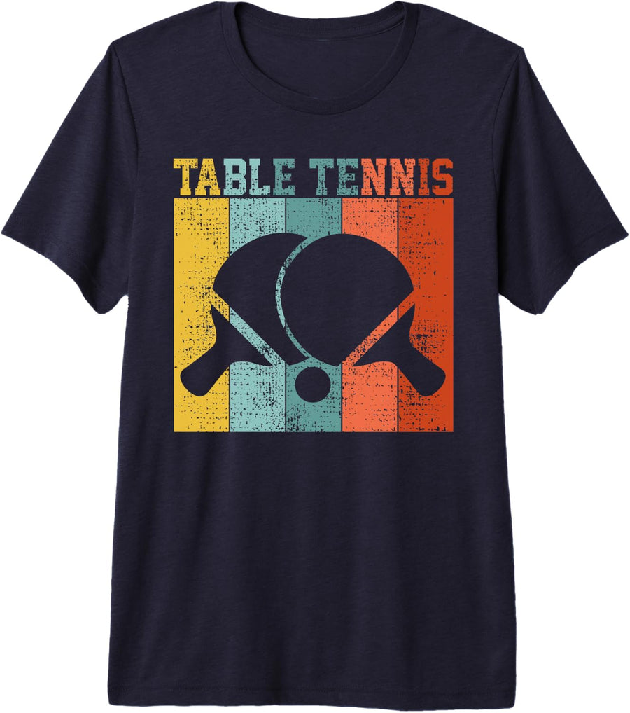 Retro Table Tennis Premium Tri-blend T-Shirt - Navy Blue