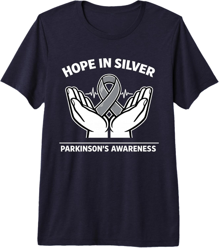 Parkinson's Disease Awareness Month April Support Wear Grey Premium Tri-Blend T-Shirt - Navy Blue