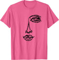 Abstract One Line Drawing Portrait T-Shirt Illustration Tee T-Shirt - Pink Heather