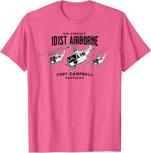 101st Airborne Fort Campbell Kentucky Air Assault Helicopter T-Shirt - Pink Heather
