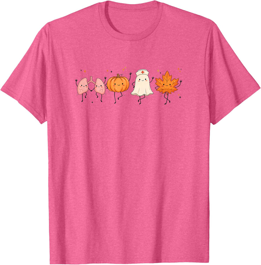 Fall Respiratory Therapist, RT Halloween, Pulmonary Rehab T-Shirt - Pink Heather
