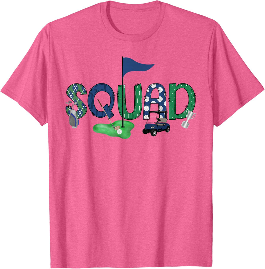 Squad of The Birthday Boy Hole in One Golf Sport Matching T-Shirt - Pink Heather