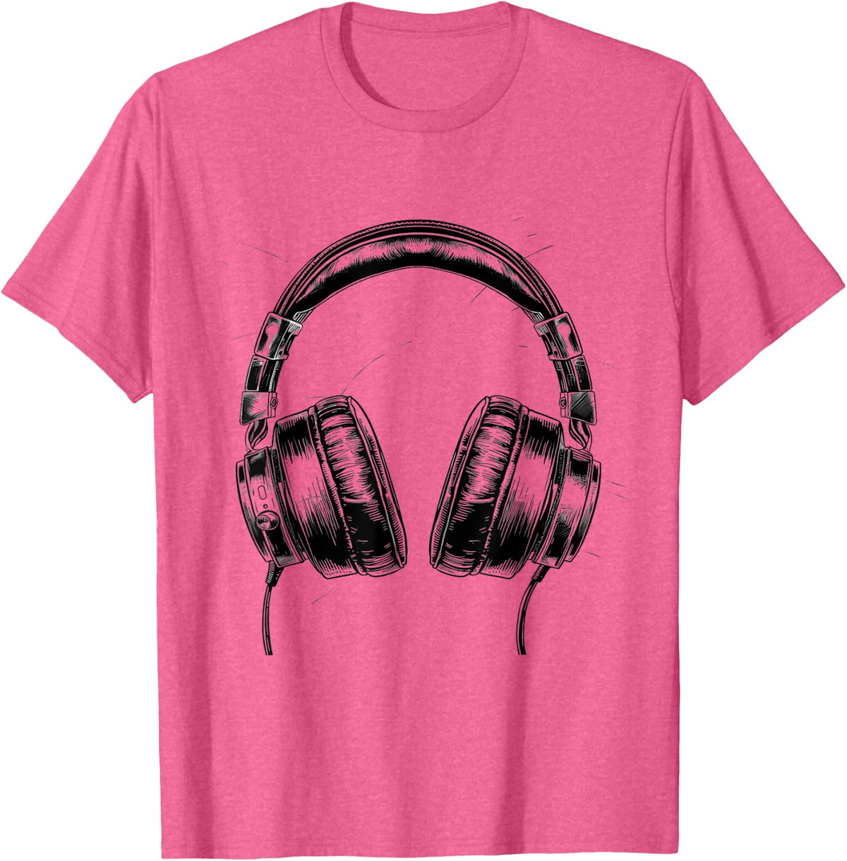 Headphones Music DJ Beatmaker Techno Artwork Music Lover T-Shirt - Pink Heather