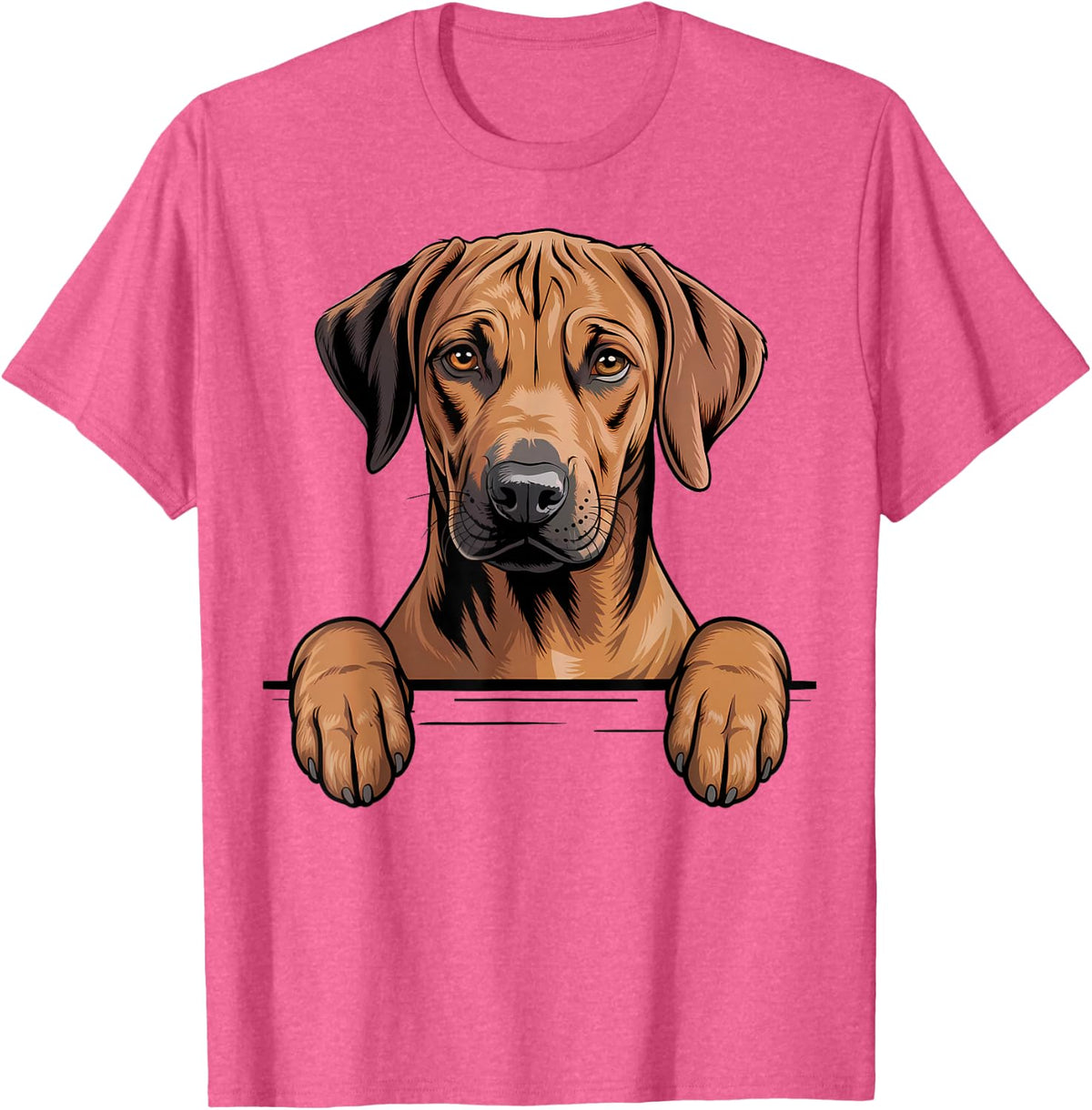 Rhodesian Ridgeback Funny Peeking Pocket Dog Tees T Shirts for Dog Lovers Men Women - Pink Heather