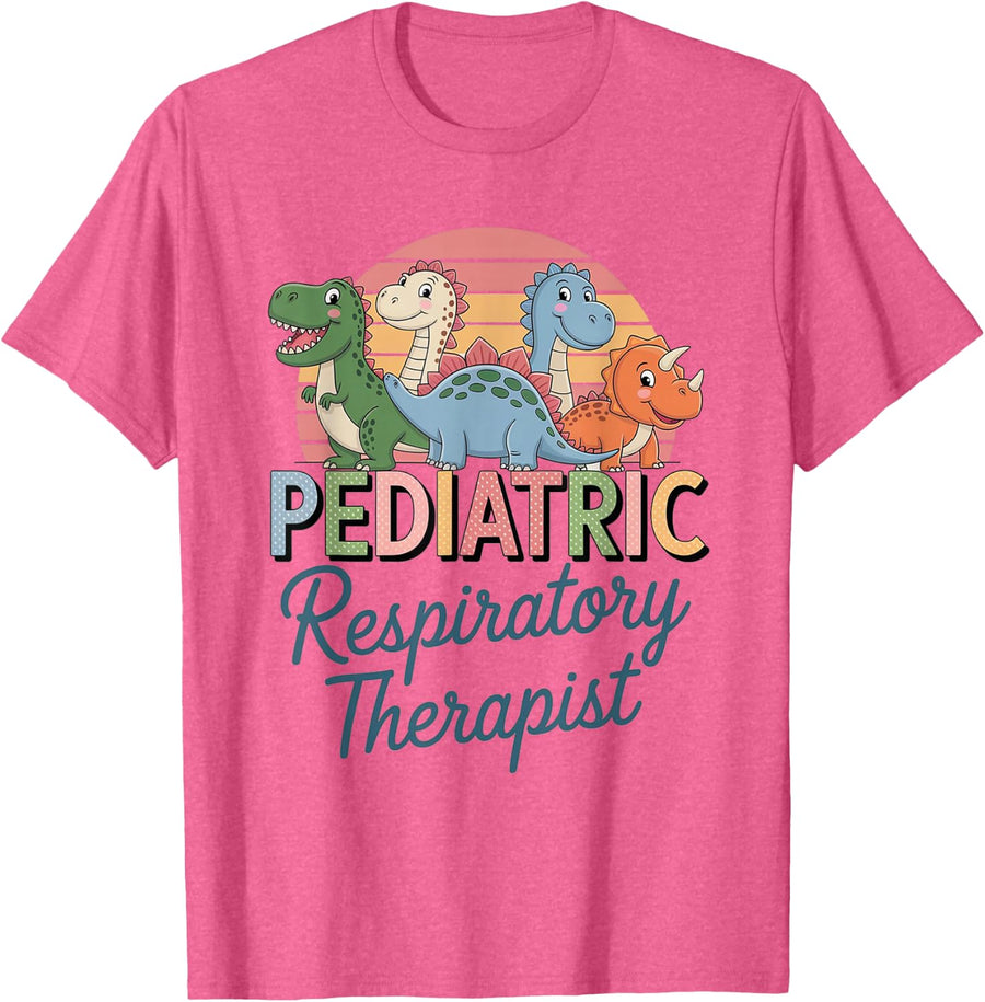 Pediatric Respiratory Therapist Dinosaurs Pediatric RT Women T-Shirt - Pink Heather