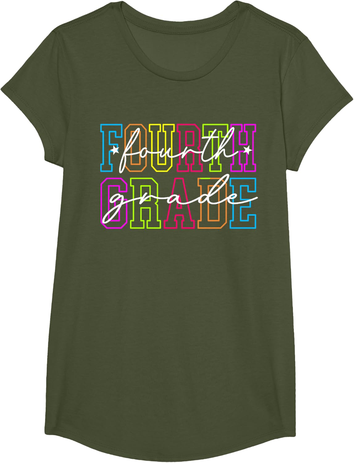 Back to School Fourth Grade First Day of School Teacher Girl T-Shirt - Girls Olive Green