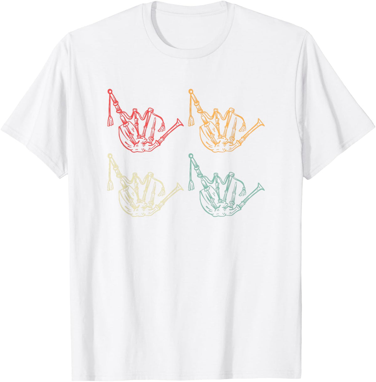 Bagpiper Retro Bagpipe Silhouette for Bagpipe Player T-Shirt - White