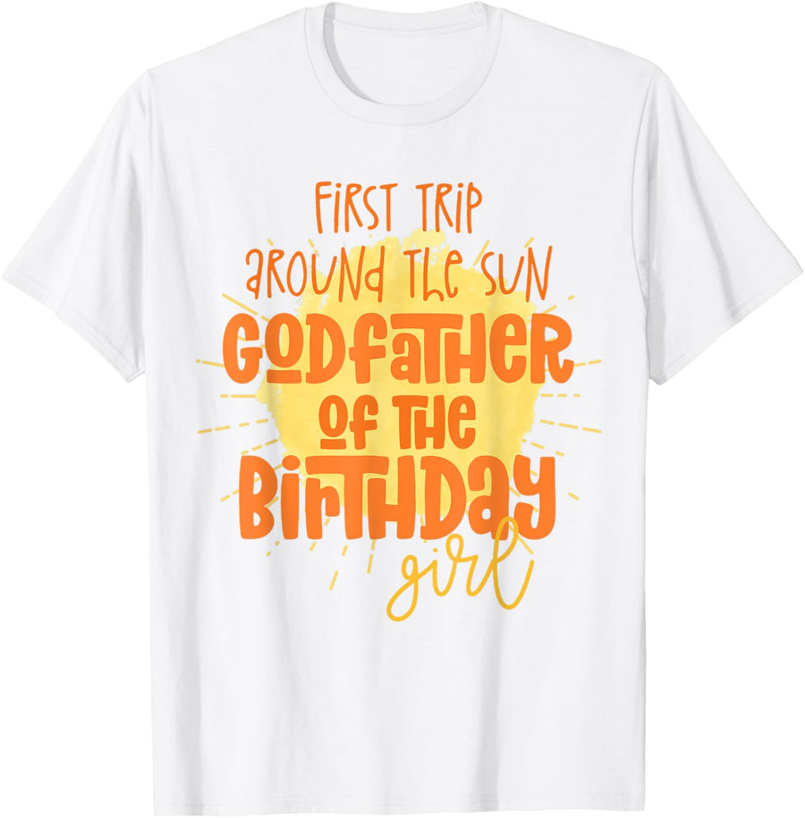 Godfather Birthday Girl First Trip Around the Sun Galaxy T-Shirt - White