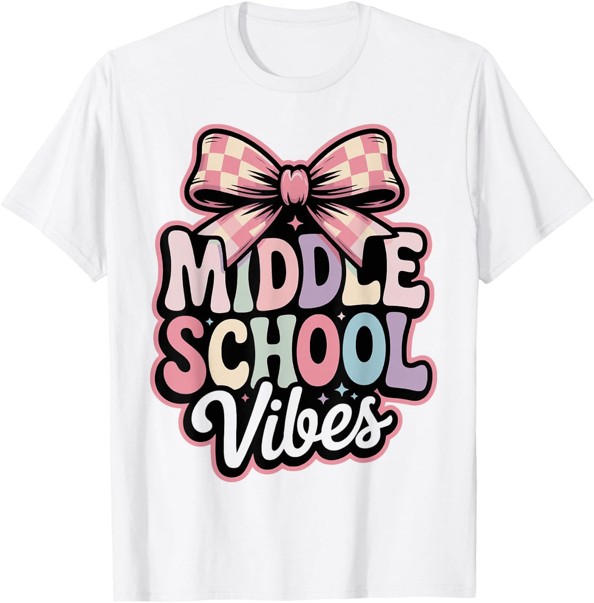 Middle School Vibes Back-to-School for Students Teachers T-Shirt - White