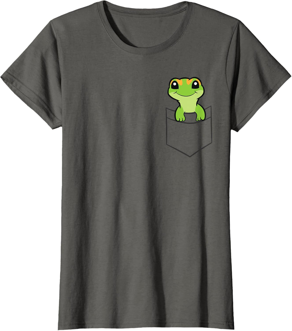 Cute Gecko In The Pocket Love Geckos T-Shirt - Asphalt Grey