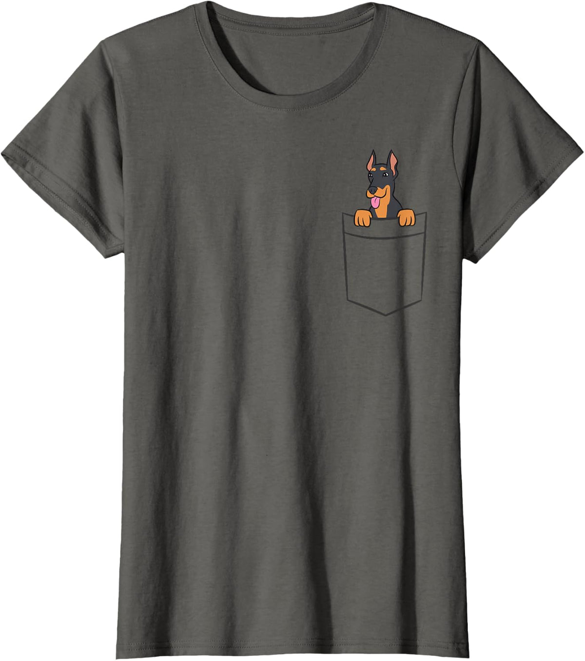 Doberman Pinscher In The Pocket Cute Doberman T-Shirt - Asphalt Grey