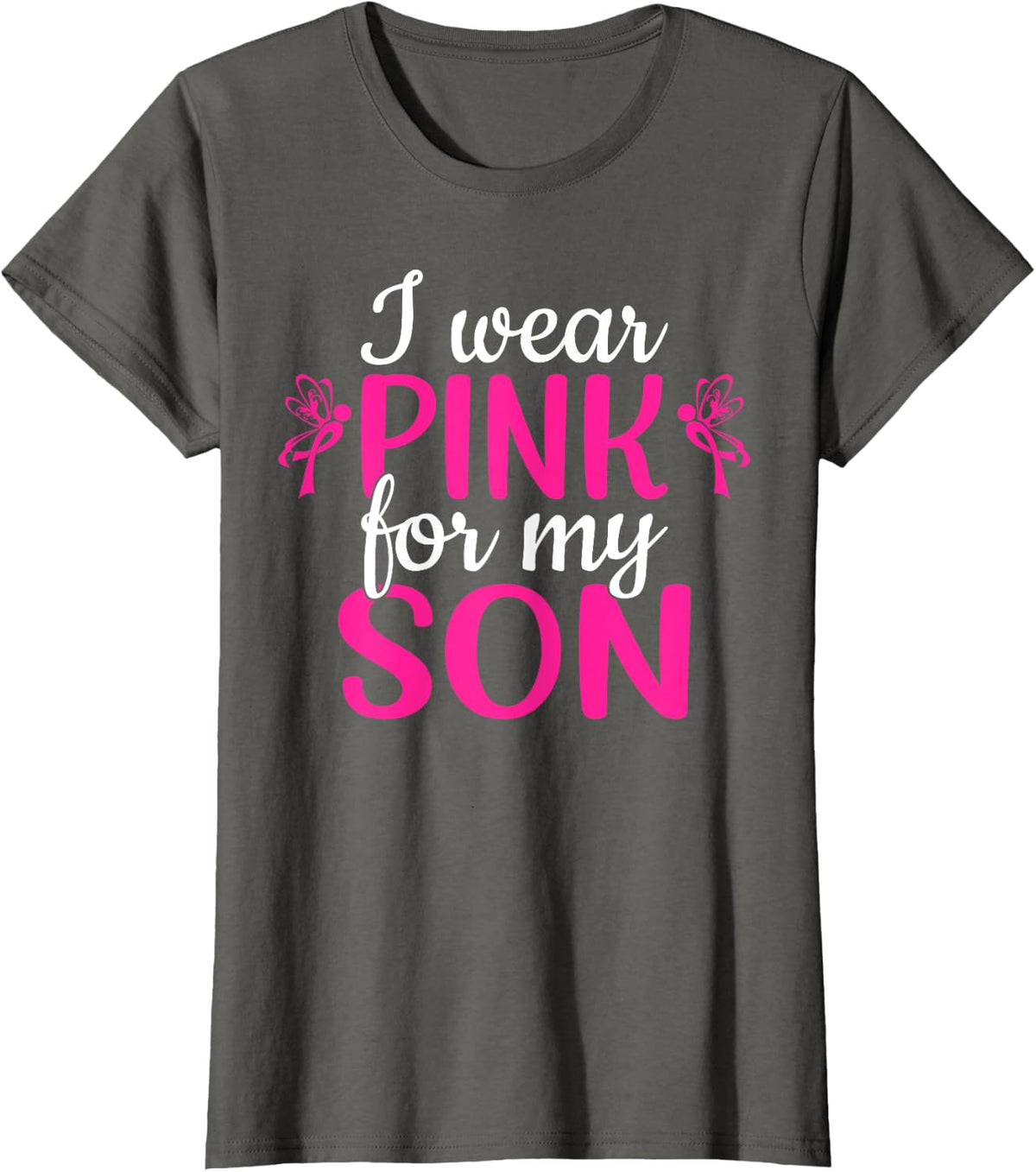 I Wear Pink For My Son Breast Cancer Awareness Survivor T-Shirt - Asphalt Grey