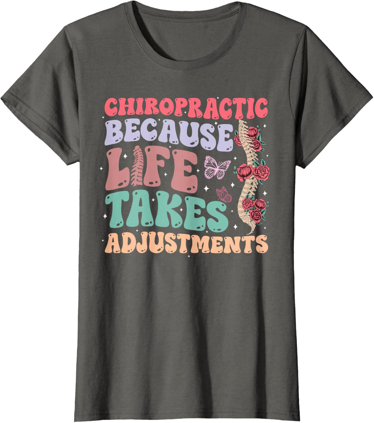 Chiropractic Assistant Groovy Chiropractor Assistant T-Shirt - Asphalt Grey