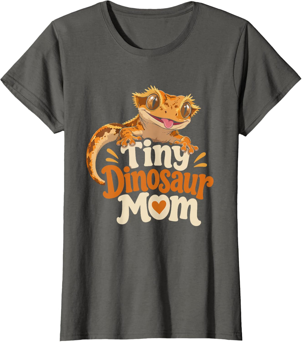 Crested Gecko Mom Raising Tiny Clingy Dinosaur Love Crestie T-Shirt - Asphalt Grey