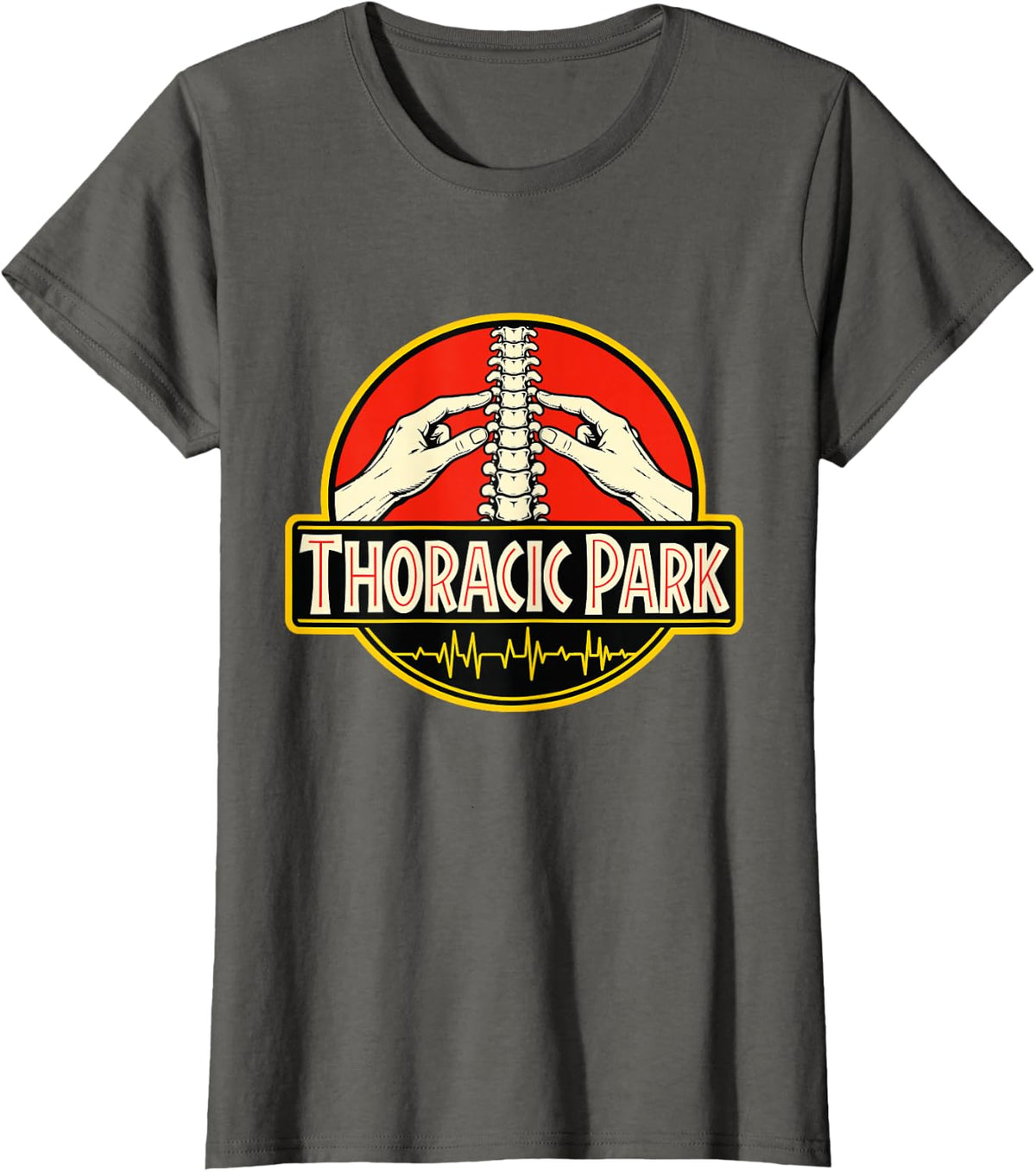 Thoracic Park - Chiropractor Humor Chiro Student T-Shirt - Asphalt Grey