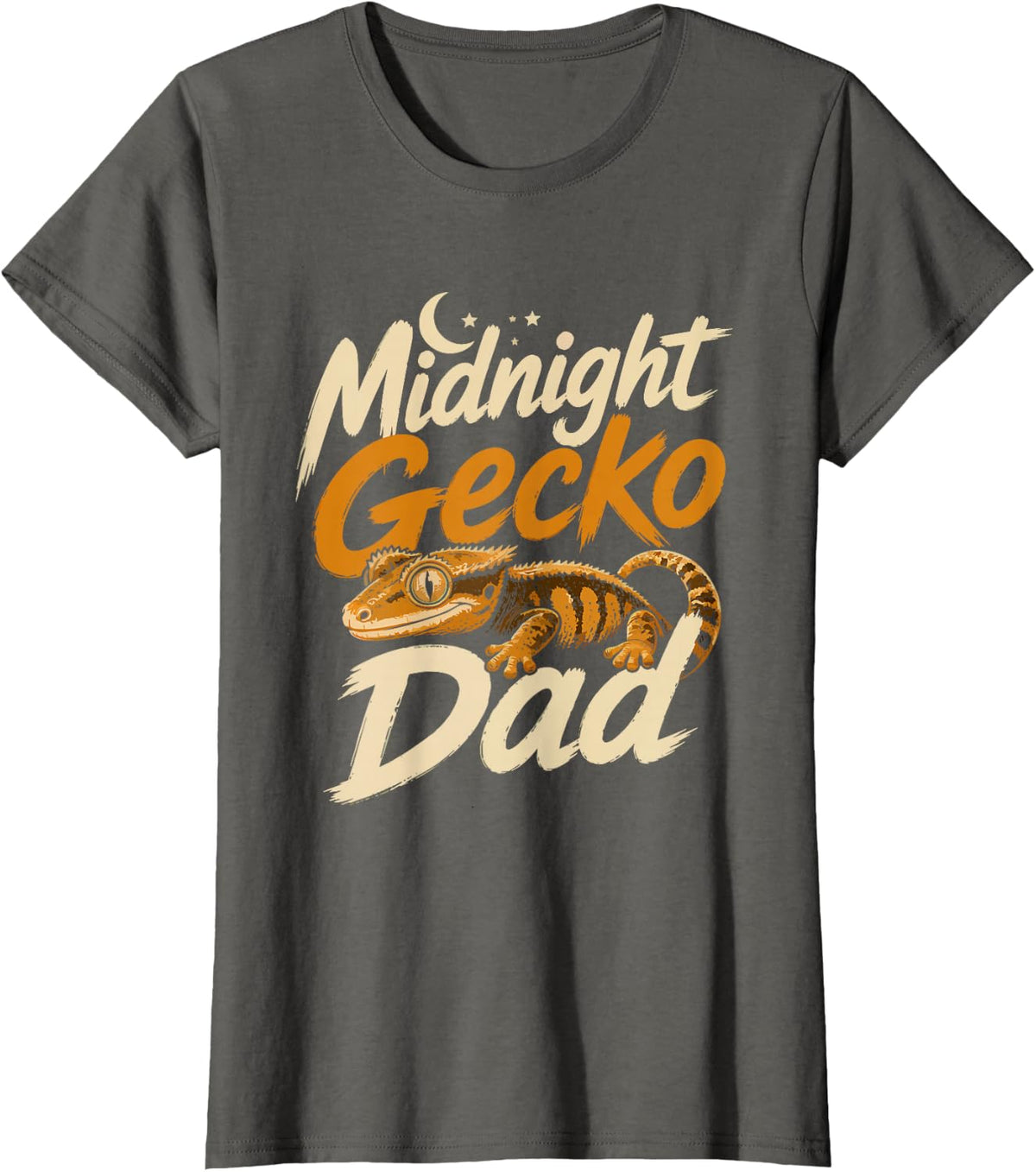 Crested Gecko Dad Feeding Crestie Midnight Every Night T-Shirt - Asphalt Grey