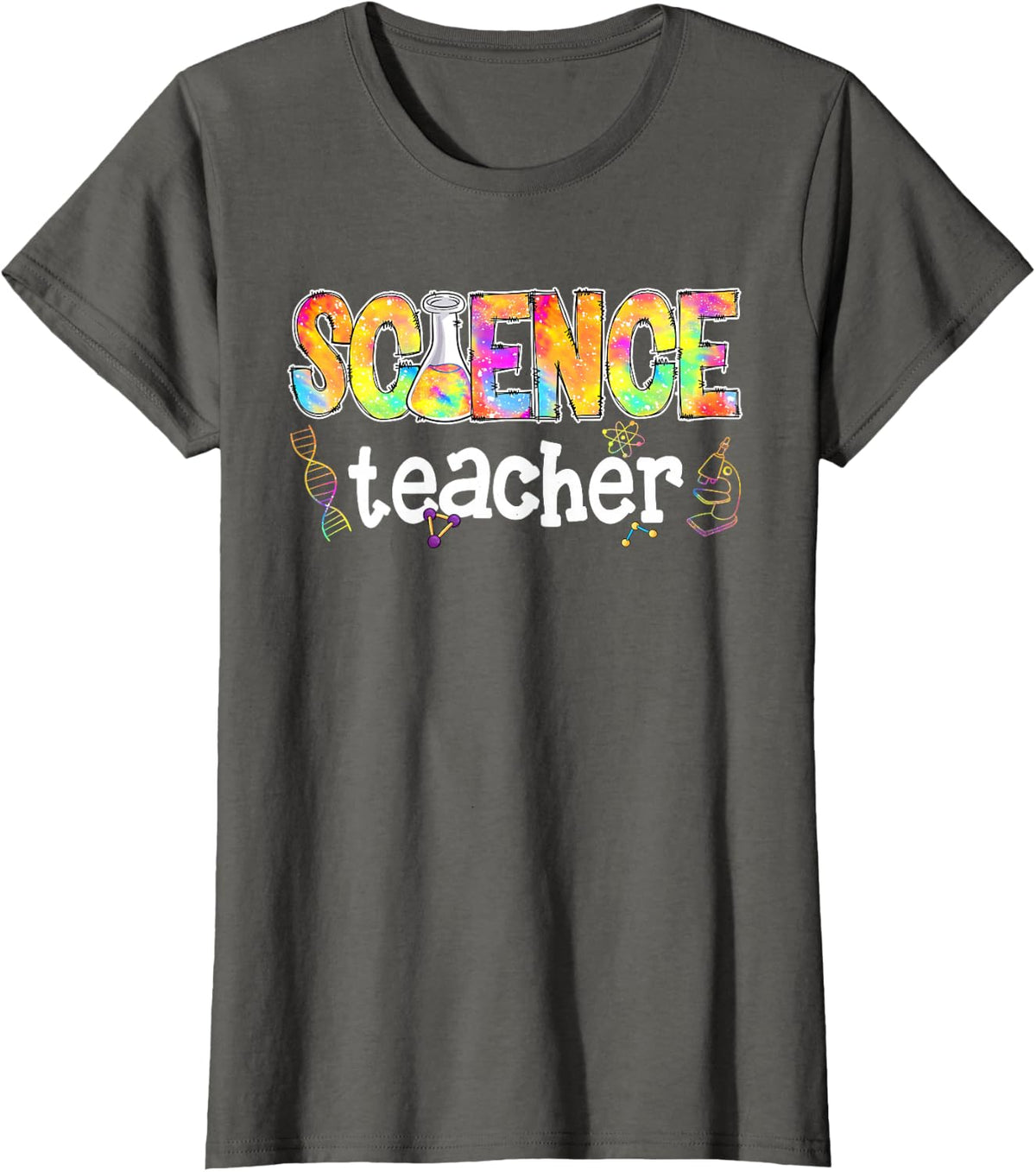 Science Teacher Tie Dye Science Teaching Back to School T-Shirt - Asphalt Grey