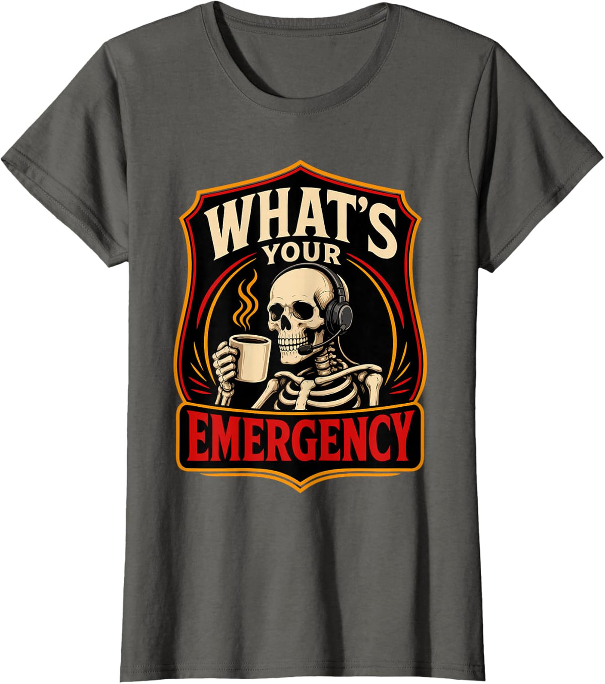 911 Call Taker Night Shift Funny Dispatcher T-Shirt - Asphalt Grey