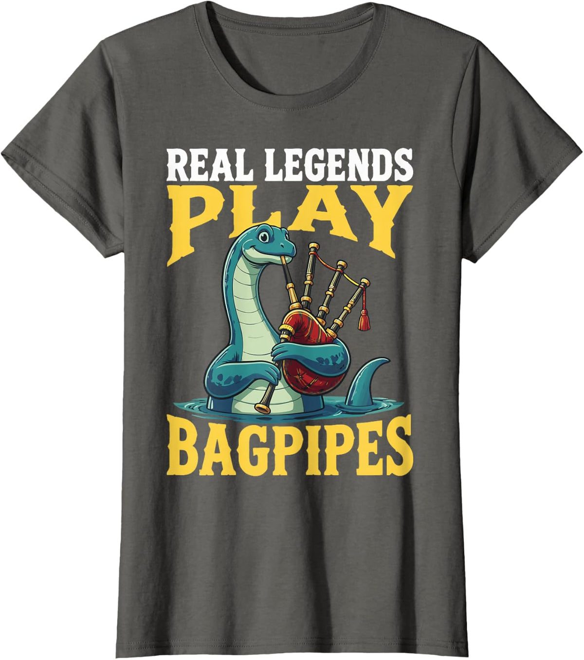 Funny Bagpipe Player Scottish Legend Piper T-Shirt - Asphalt Grey