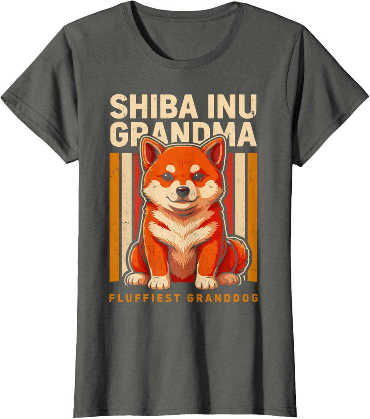 Fluffiest Granddog Shiba Inu Fox Dog Lover T-Shirt - Asphalt Grey