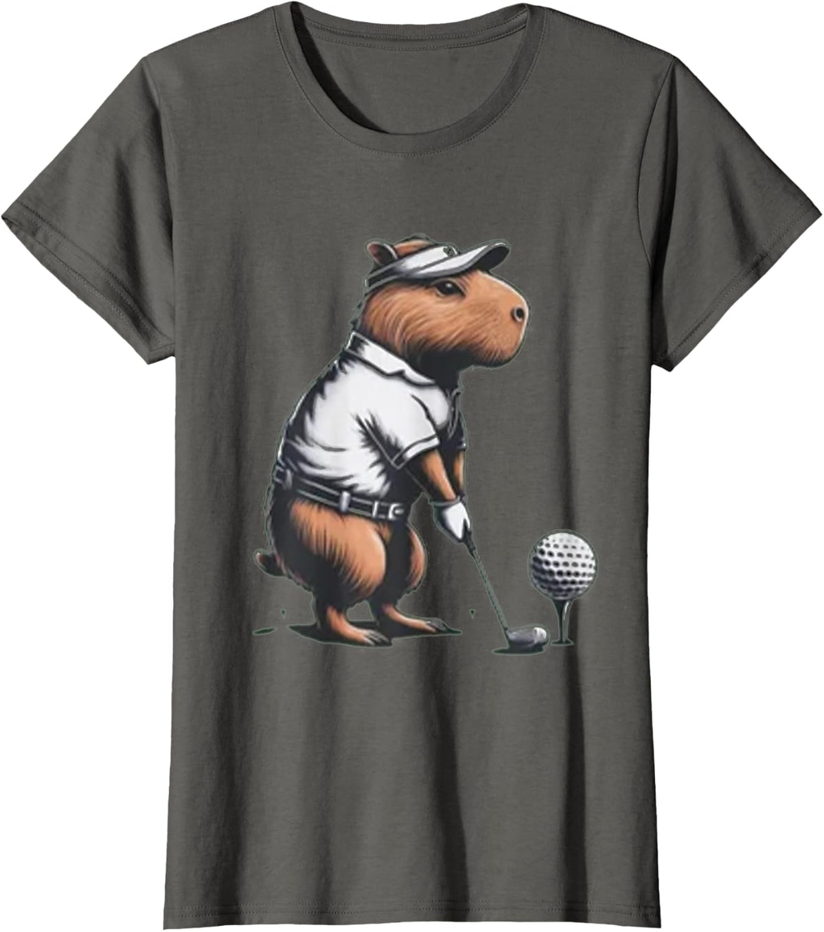 Funny Capybara Playing Golf T-Shirt - Asphalt Grey