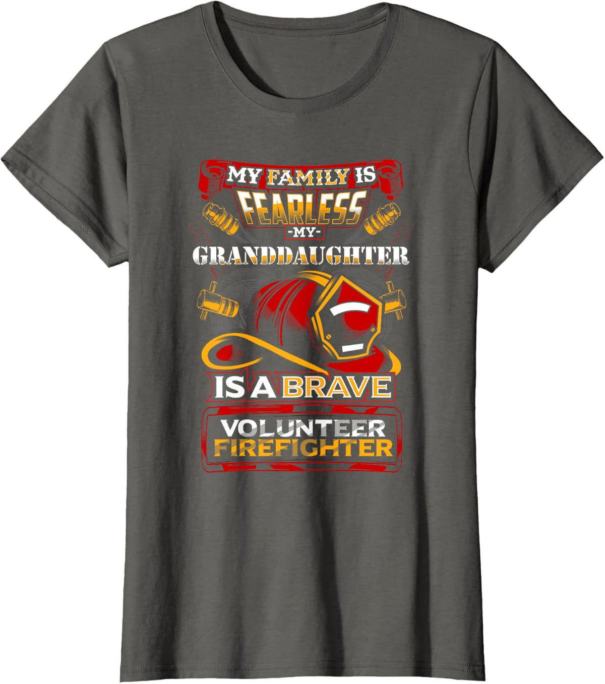 Volunteer Firefighter Granddaughter Design for Grandparents T-Shirt - Asphalt Grey