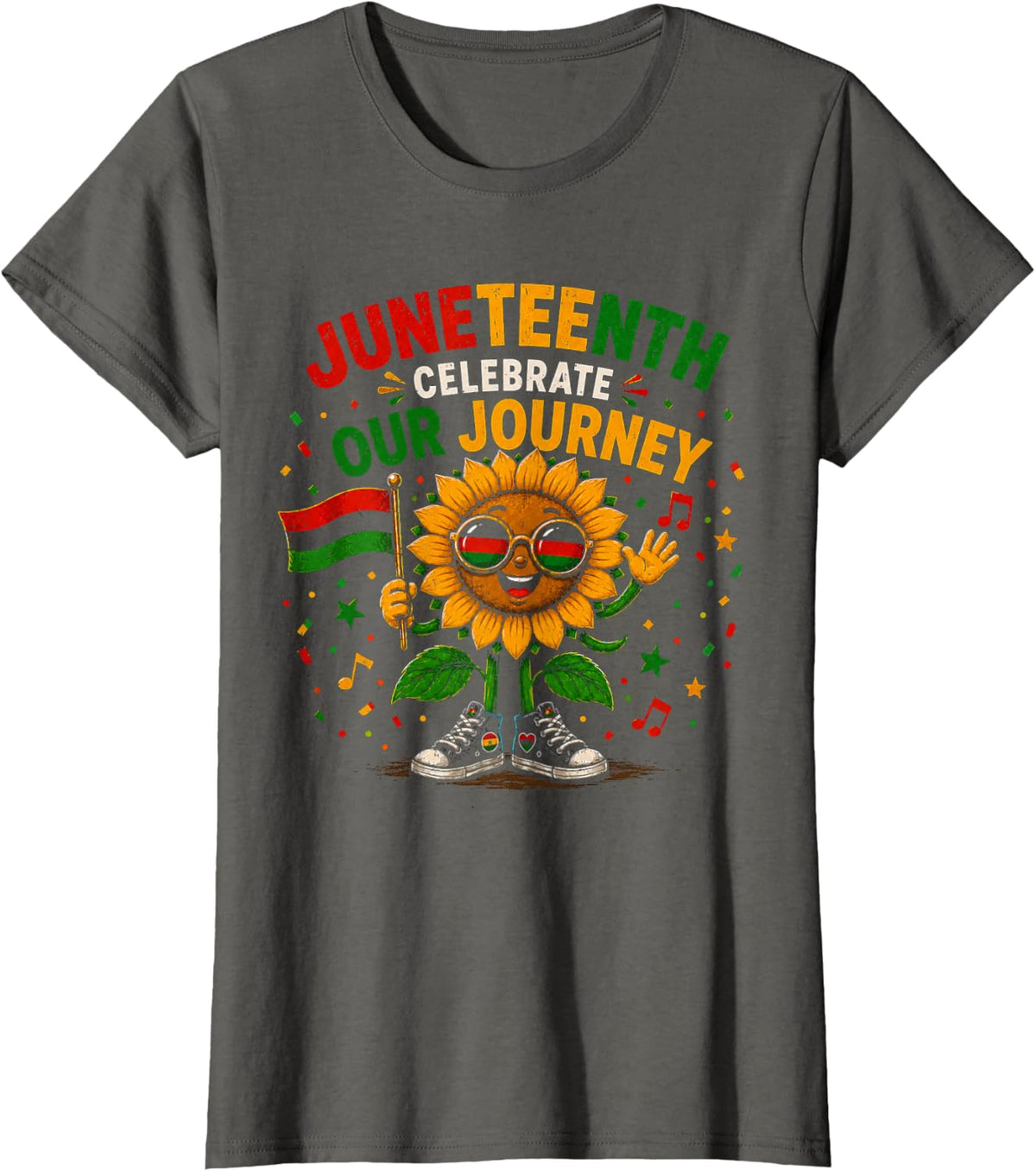 Juneteenth Celebrate Our Journey Black History T-Shirt - Asphalt Grey