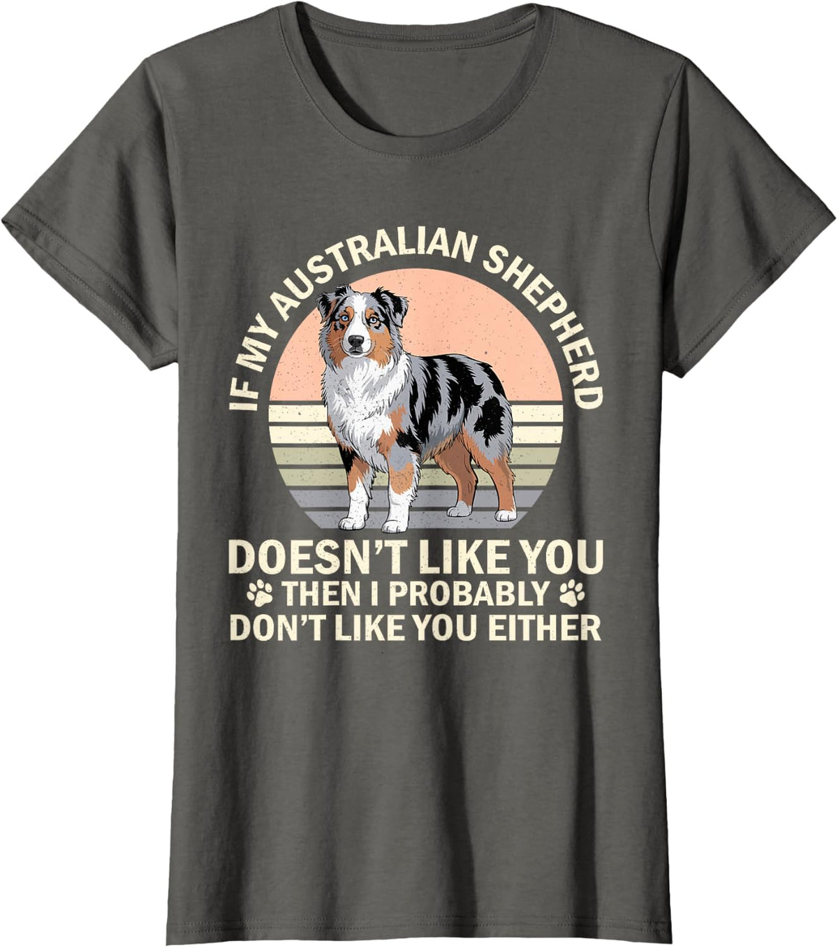 Australian Shepherd Aussie Dog T-Shirt - Asphalt Grey