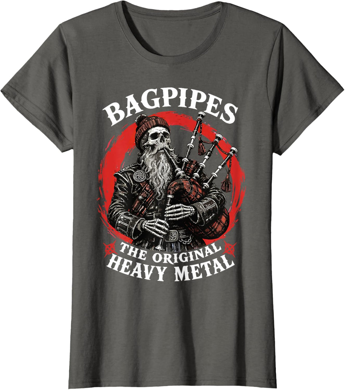 Funny Bagpipe Scottish Highland Piper T-Shirt - Asphalt Grey