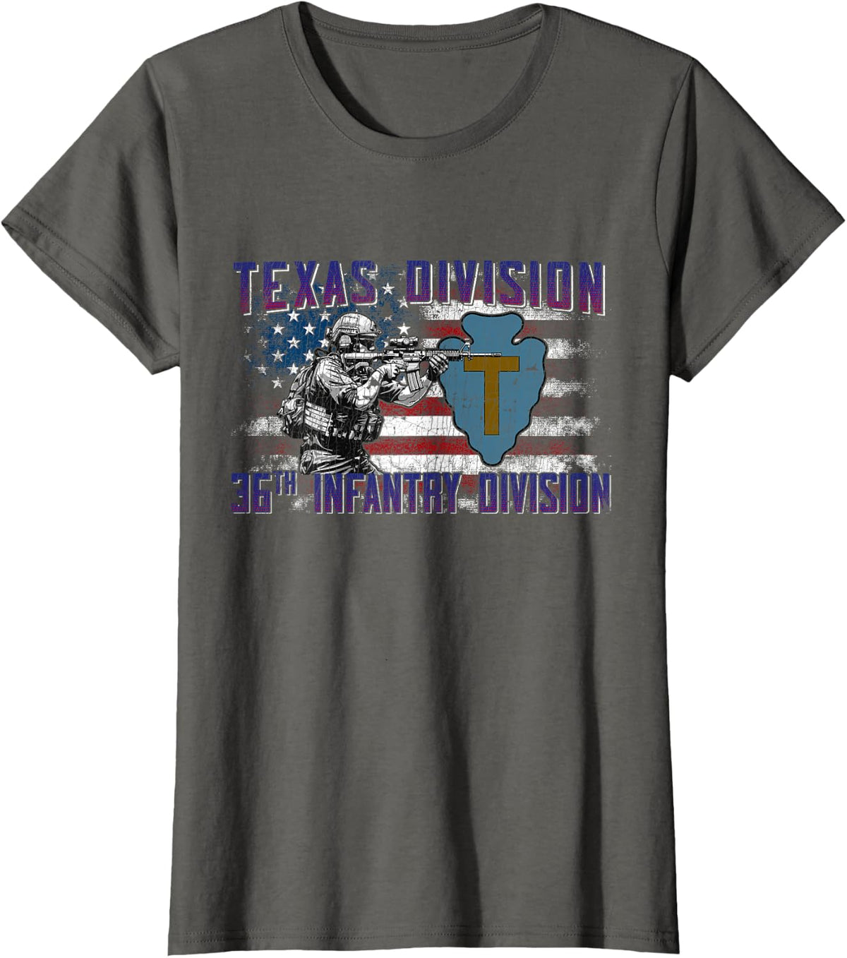 36th Infantry Division 36th ID Texas Division Gifts T-Shirt - Asphalt Grey