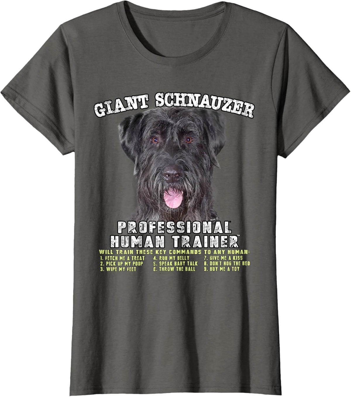Giant Schnauzer Uncropped Professional Human Trainer T-Shirt - Asphalt Grey