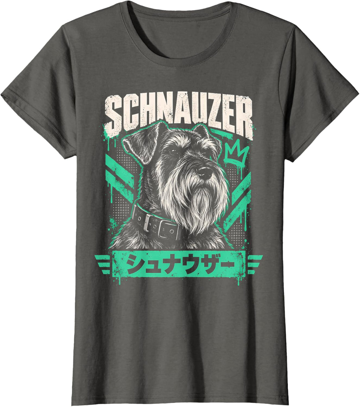 Schnauzer Streetwear Multilingual Dog Owner Design T-Shirt - Asphalt Grey